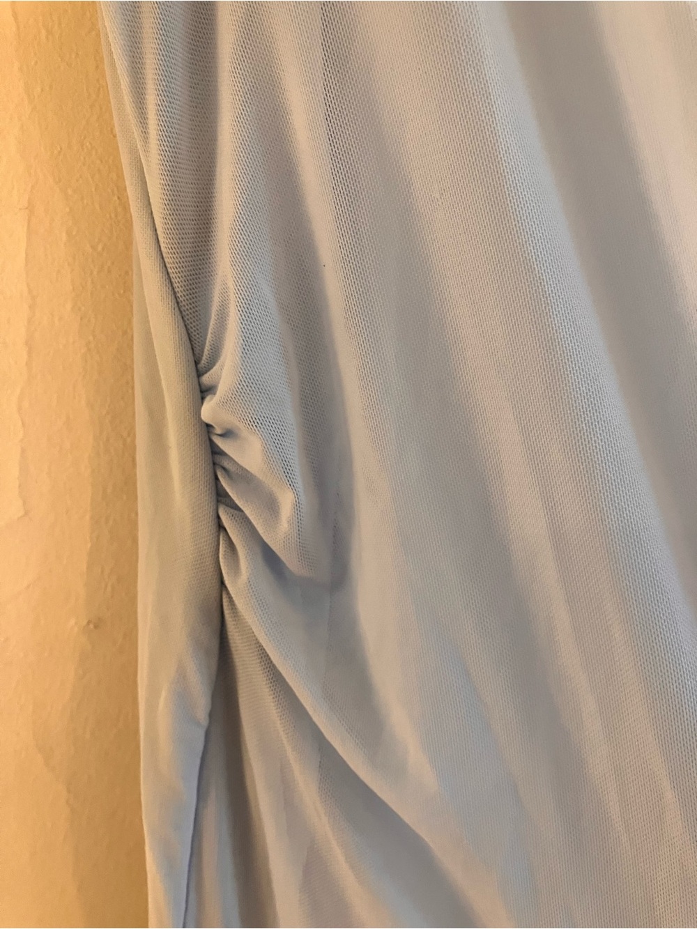 Maternity form fitting rutched midi baby blue dress with scalloped hem by SHEIN - Picture 4 of 8